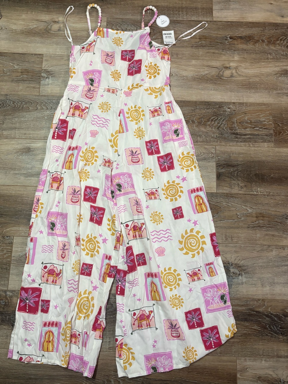 Summer Print Wide-Leg Pants in Pink & Yellow